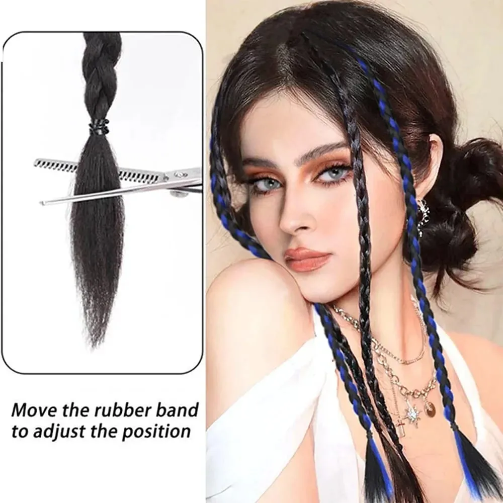 Synthetic 2pcs Braid Wig With Strong BB Clip Y2k Spice Girl Boxing Braid Ponytail Lightweight Box Braid Ponytail Piece for Women
