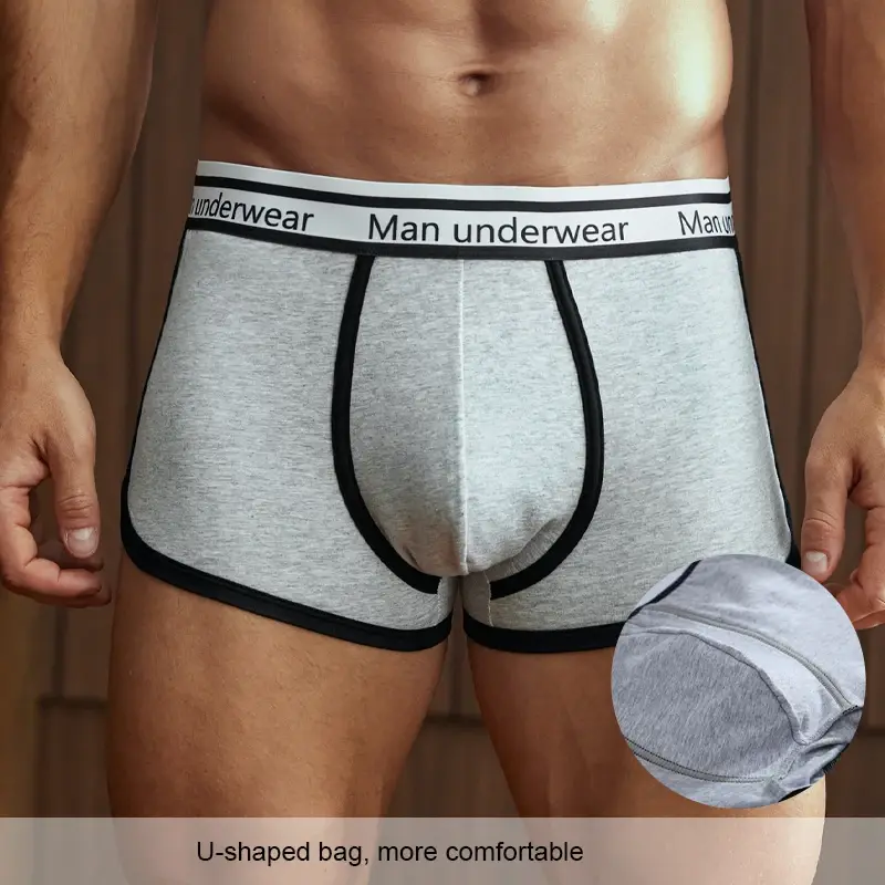 3 peças roupa íntima masculina de algodão com cintura carta respirável e confortável cuecas boxer macias para homens — image 4