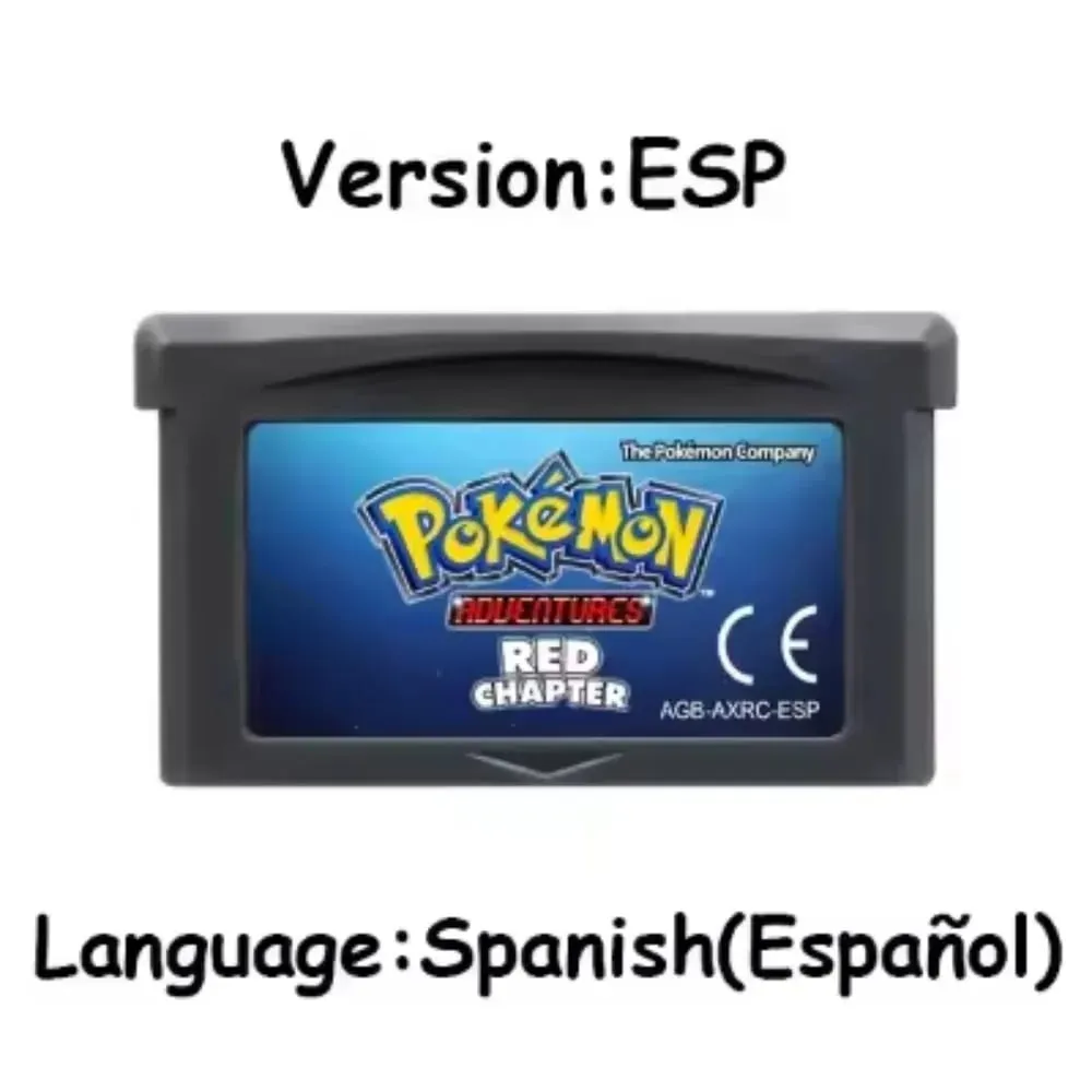 GBA Pokemon Game Cartridge 32-bitars videospelskonsolkort AshGray Liquid Crystal Light Platinum Moemon Emerald Engelska språket — image 6
