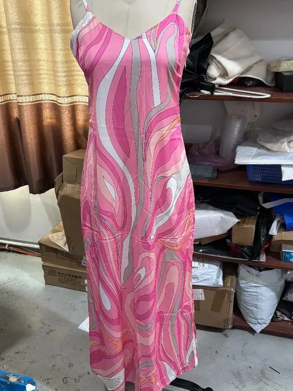 여성을위한 패션 인쇄 홀터 롱 드레스 우아한 민소매 백리스 슬림 Bodycon 맥시 드레스 세련된 여름 해변 파티 가운 — image 9