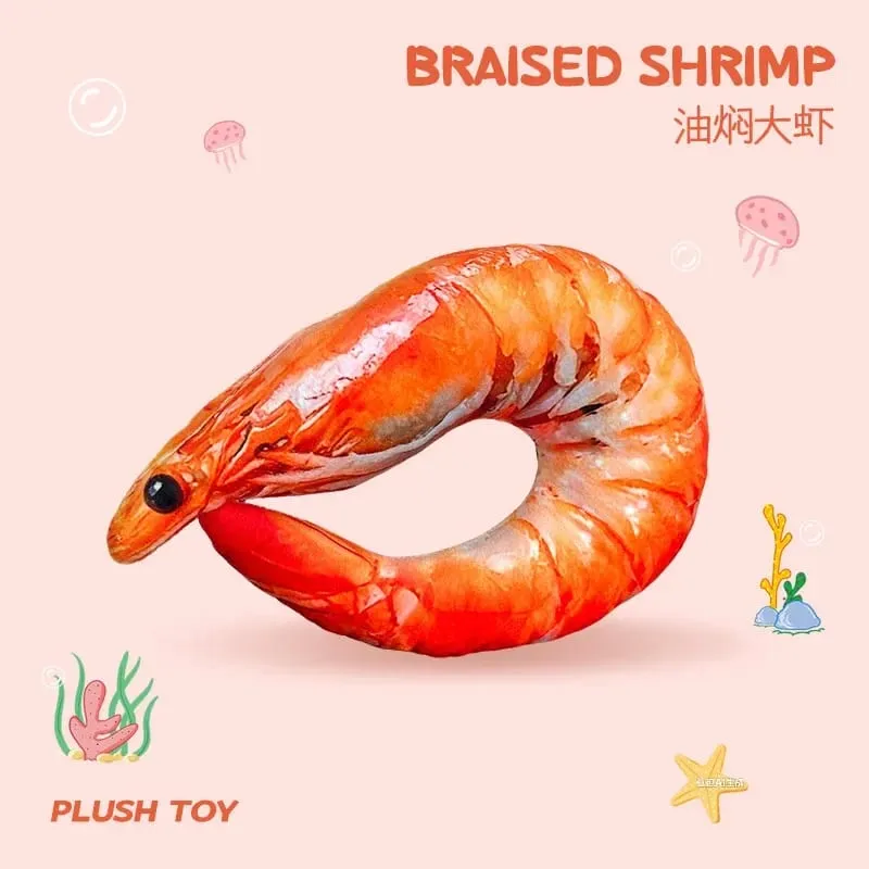 Funny Shrimp Neck Pillow Soft Plush U-shaped Travel Pillow 3D Simulation Neck Cushion for Car Airplane Office Nap — image 9