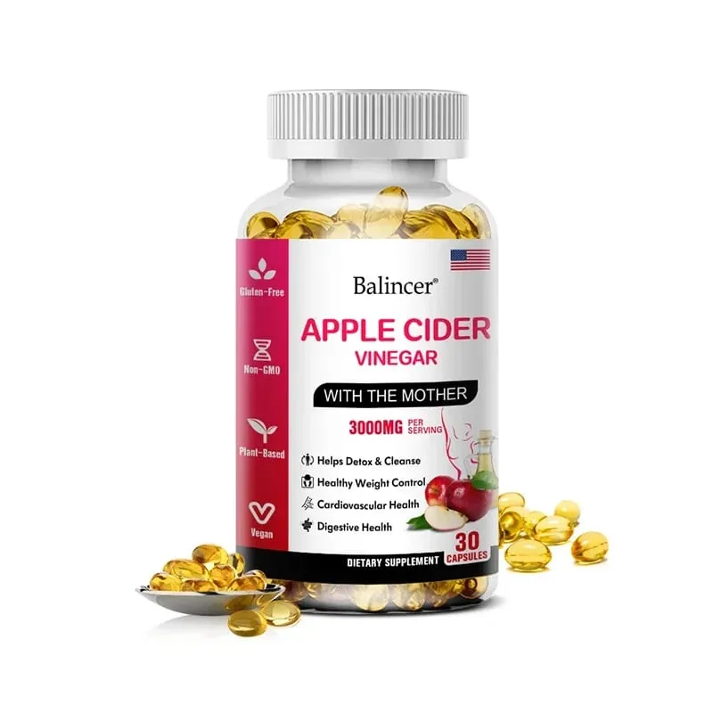 Balincer Ocet jabłkowy w kapsułkach 3000 mg Detox i oczyszczanie Spalanie tłuszczu Zdrowy suplement regulujący wagę Bez GMO
