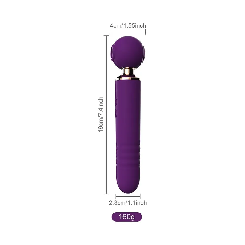 強力 Av 魔棒震動器女式 3 合 1 性玩具伸縮假陽具 G 點刺激器敲擊陰蒂吸盤和按摩器