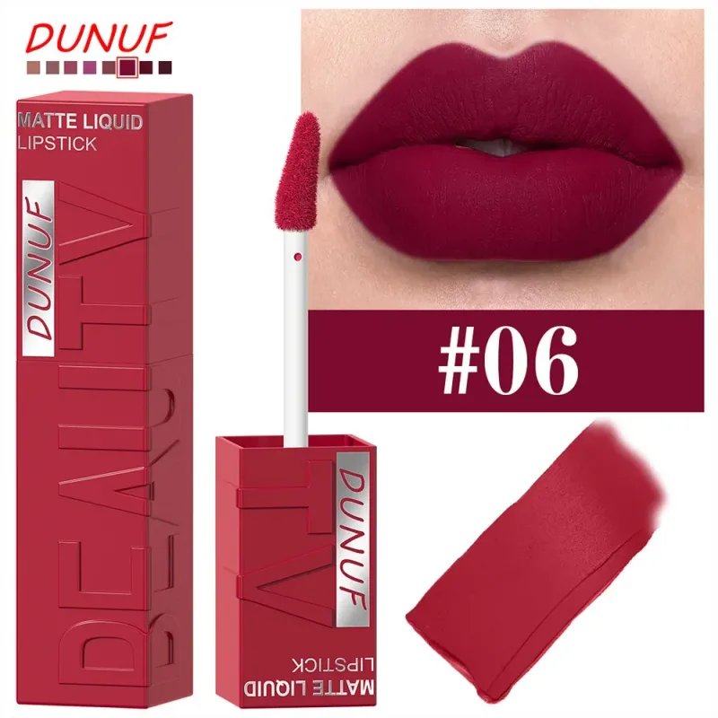 Batom labial fosco, 8 cores, suave, fácil de aplicar, tubo quadrado de brilho, veludo, à prova d'água, tridimensional, sexy, maquiagem de batom — image 12