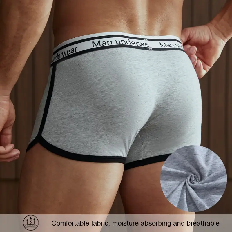 3 peças roupa íntima masculina de algodão com cintura carta respirável e confortável cuecas boxer macias para homens — image 2