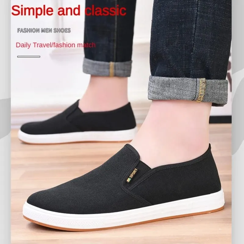 Baskets en toile pour hommes, chaussures plates vulcanisées légères et décontractées à enfiler, abordables, livraison gratuite