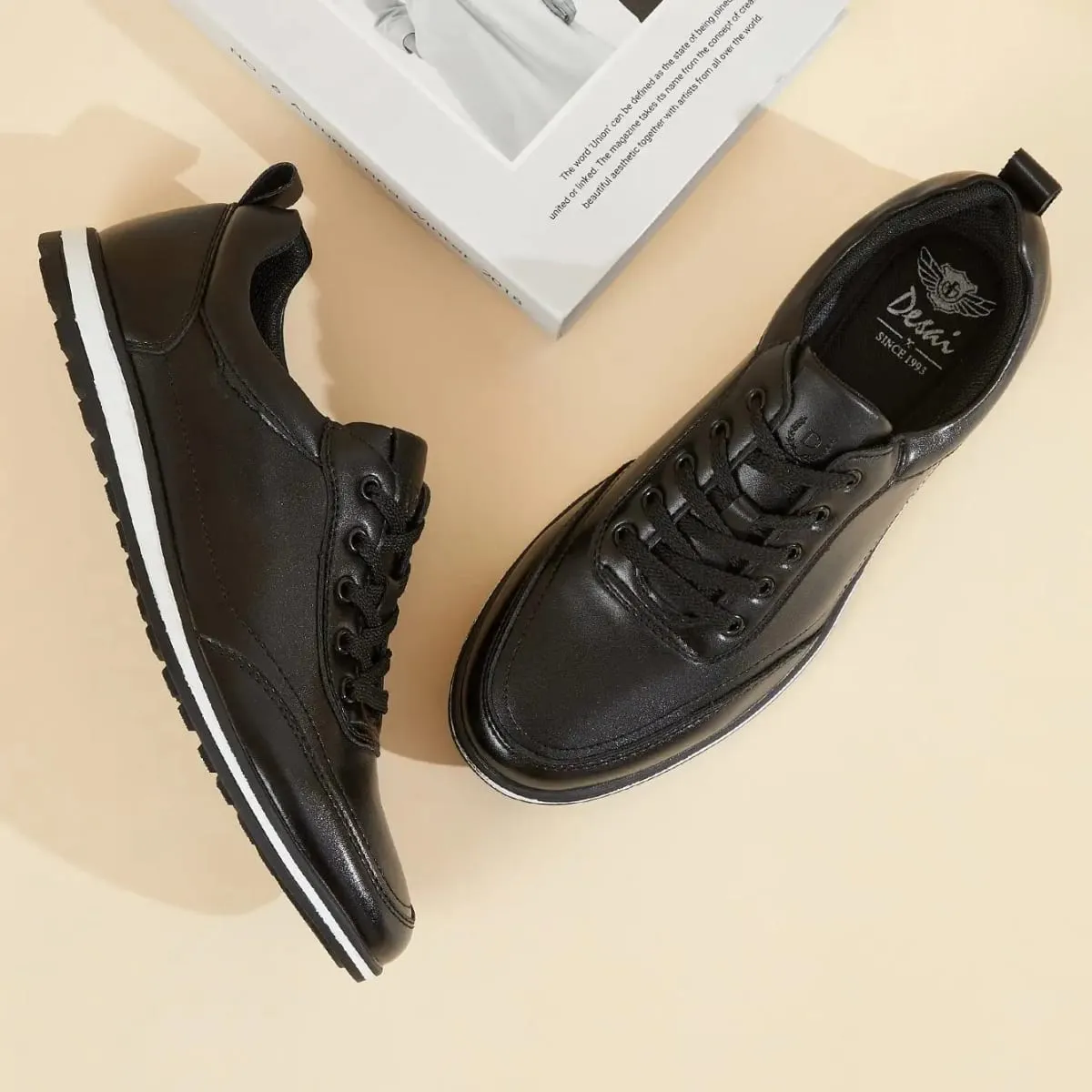 Desai Men's 2026 Autumn PU Leather Running Shoes Lace-up Non-slip Thick Sole Lightweight Walking Men's Sneakers And Casual Shoes — image 6