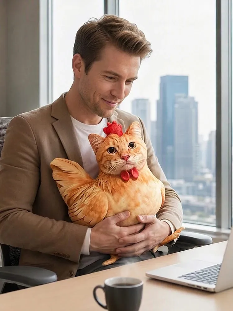 Chat poulet drôle nouveauté en peluche Animal en peluche canapé oreiller 3D coussin mignon chaton poupée chambre décor