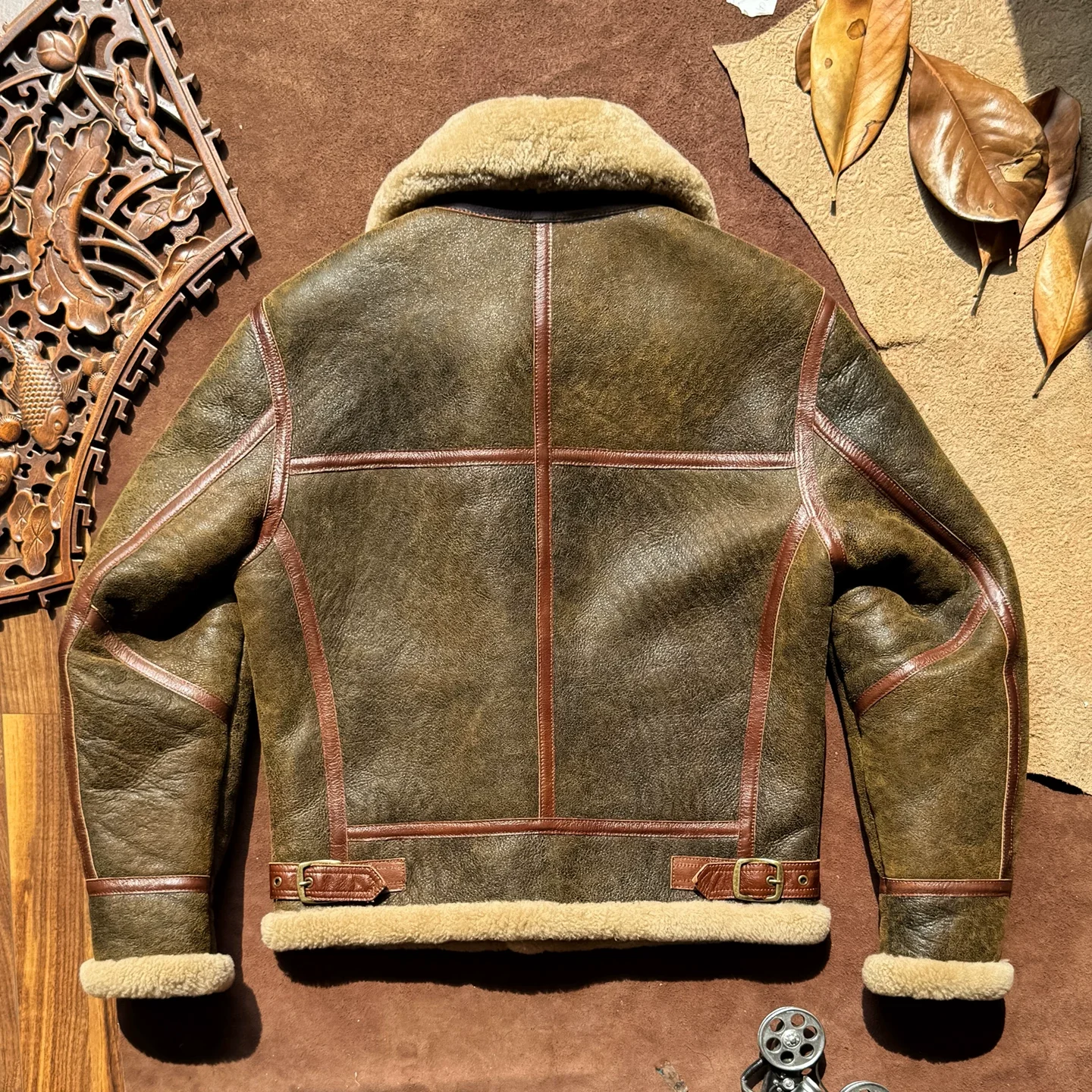 CC Shop Best.Vintage Nubuck Leather.2026 New Winter Thick Wool Leather Coat.100% Natural Fur Jacket.Real Sheepskin With Wool
