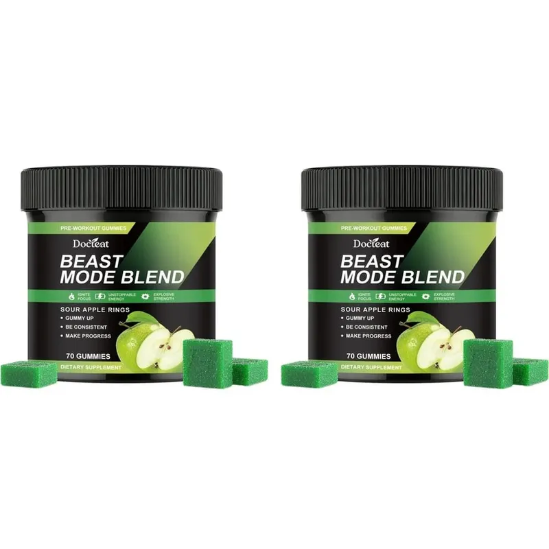 Docteat Beast Mode Blend Pré-entraînement Gummies Concentration énergétique et soutien à l'endurance pour l'entraînement en force et les journées de gym actives 70 pièces — image 8