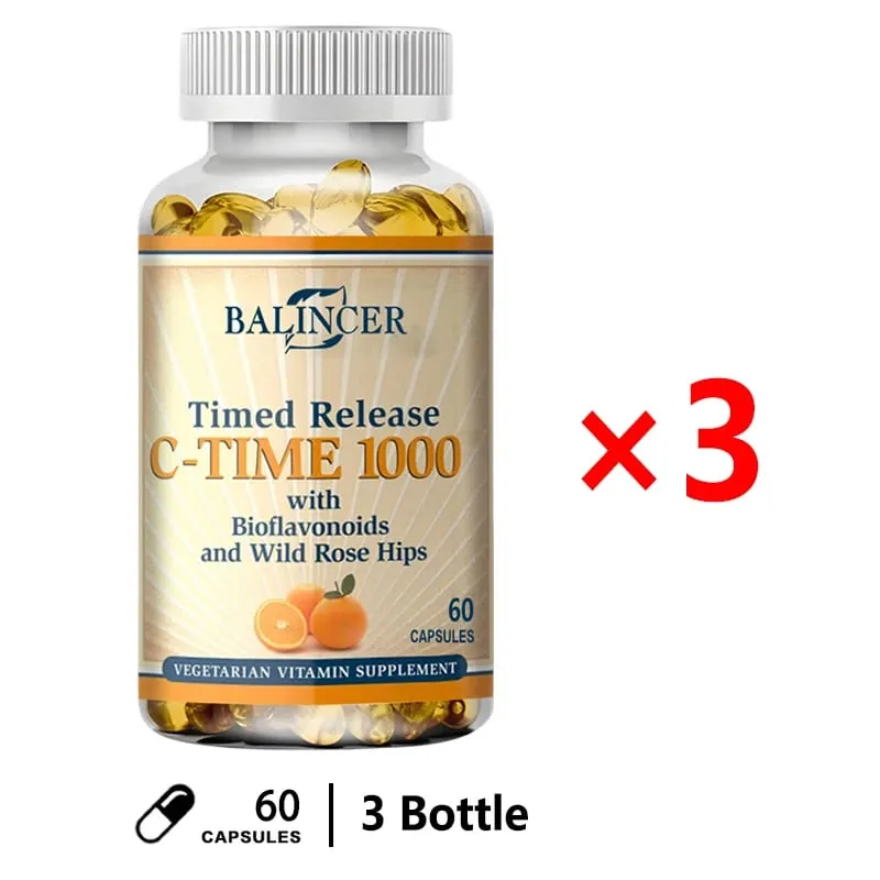 Cápsulas de vitamina C, 1000 mg, apoyo antioxidante, bienestar inmunológico, síntesis de colágeno, salud de las articulaciones de la piel y los huesos, 30/60/120 cápsulas