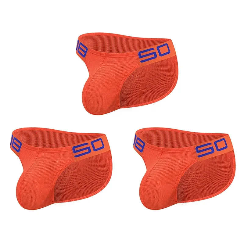 Panlalaking Nylon Blend Mesh Breathable Briefs Horn Splice Letter Embossed Malapad na Elastic Waistband Kulay Fluorescent Sexy Underwear
