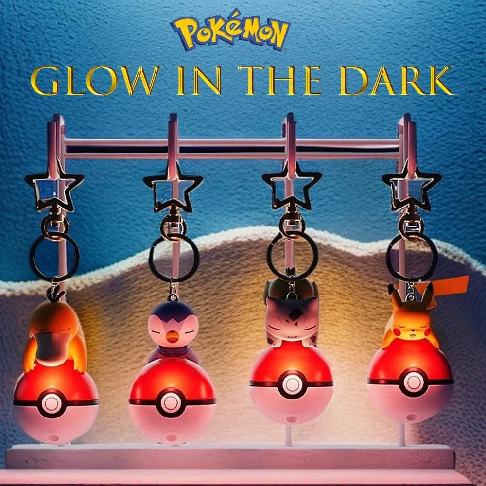 Pokemon Dễ Thương Phát Sáng Series Charm PokeBall Móc Khóa Mẫu Búp Bê Pikachu Piplup Bulbasaur Nhân Vật Hành Động Hoạt Hình Túi Phụ Kiện Quà Tặng