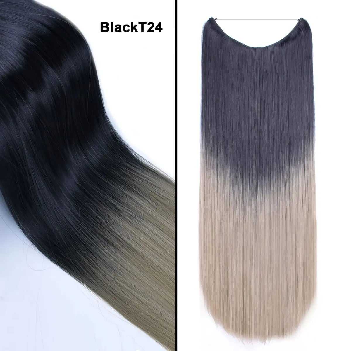 Jeedou Wavy Hair Extension Elasticity Invisible Wire Fish Line One Piece No Clips Synthetic Hairpieces Ombre Color For Ladies — image 28