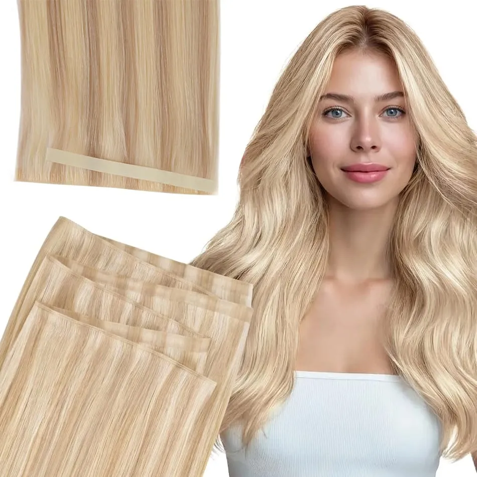 Tape In Weft Hair Extensions Human Hair 50g Injected PU Long Weft Tape In Hair Extensions Real Human Hair Seamless Tape ins Weft — image 1
