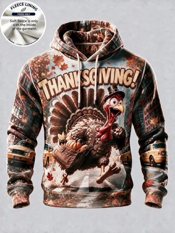 3D Print Christmas Fleece Hoodie Funny Santa Blowing Christmas Tree Pullover Long Sleeve Kangaroo Pocket Xmas Sweatshirt — image 6