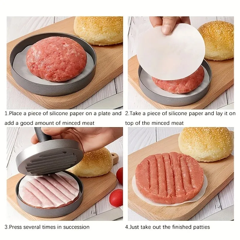 1PC Nepřilnavý lis na burgery Kovová forma na hamburgery na výrobu hovězího sýra Vegetariánský burger vhodný pro grilování na grilu — image 6