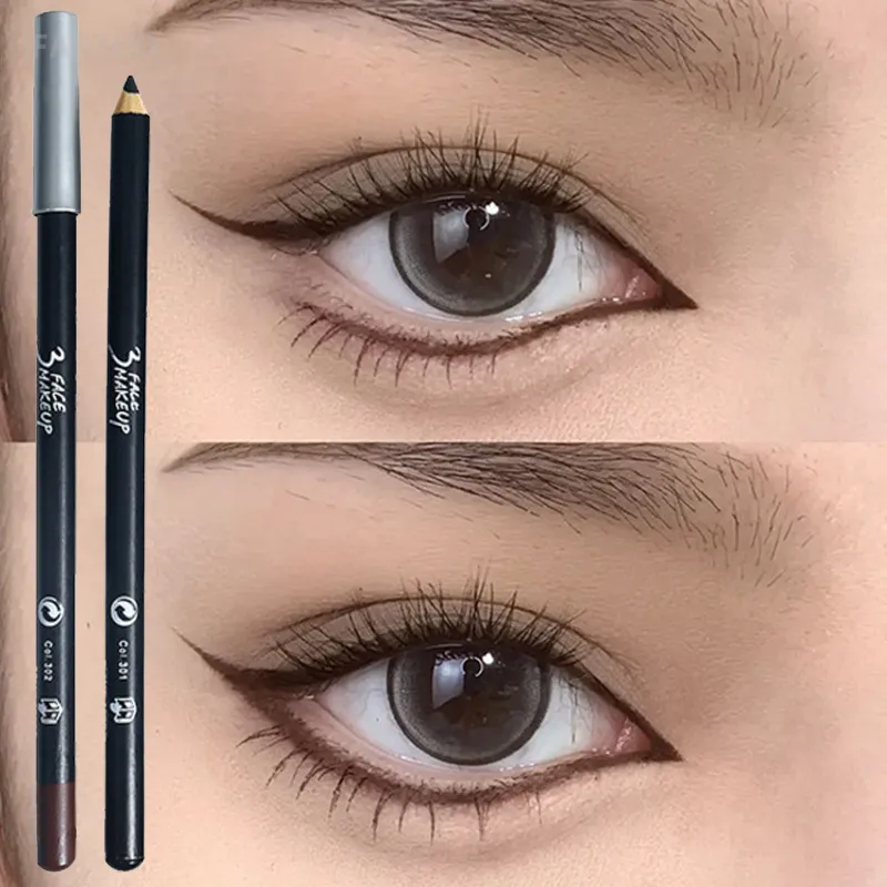 1/12Pc Waterproof Black Brown Eyeliner Pencils-Smudge-Proof Long-lasting Beginner-Friendly Smooth High Pigmented Punk Eye Makeup — image 3