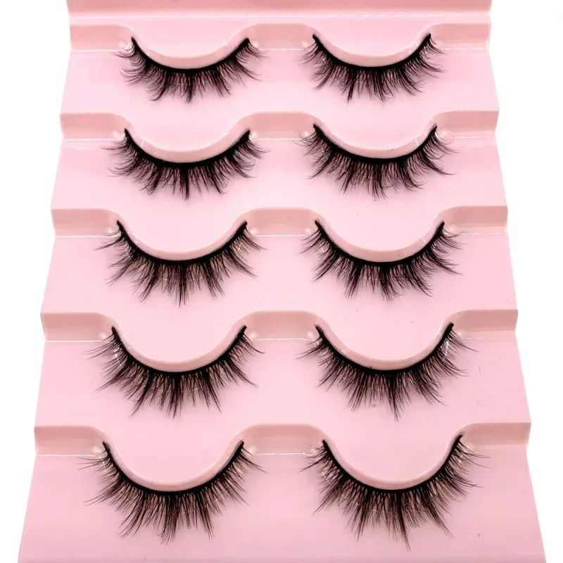 New Cat Eye Lashes 5/7/10 pairs 3D Faux Mink Eyelashes Winged Fluffy Fake Lashes Soft Natural long Full Strip Lash Make — image 38