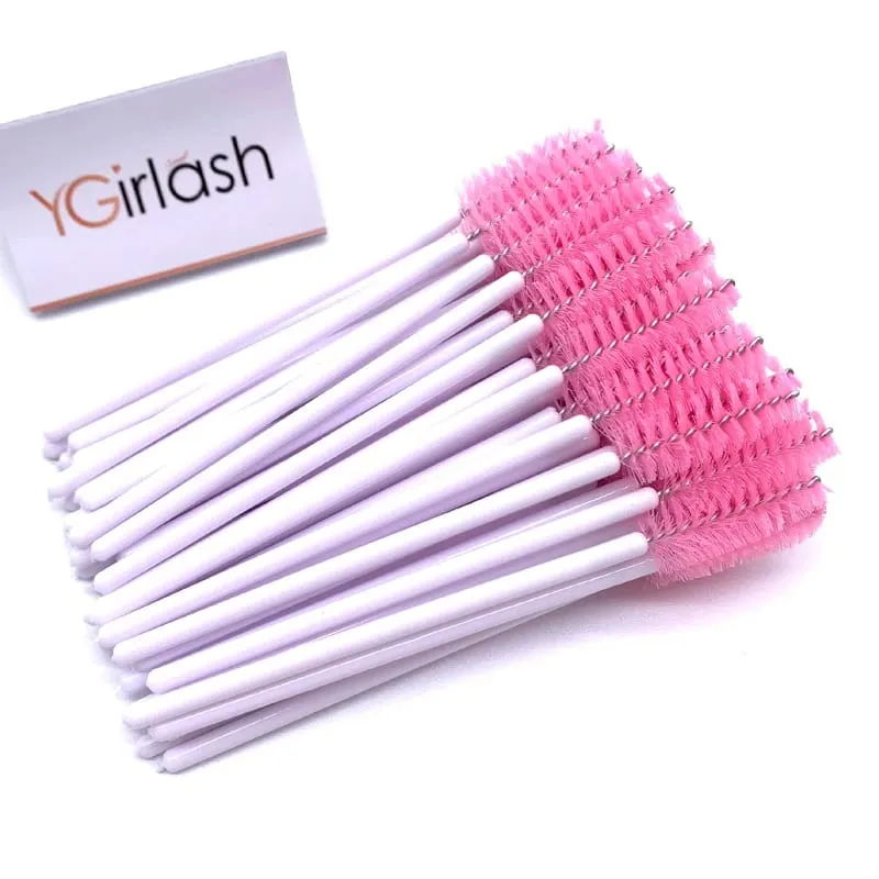 YGirlash 50 יחידות Lash Swans מוליך ריסים קריסטל ידית יהלום חד פעמית שרביטי מסקרה ניילון מברשת כלים קוסמטיים
