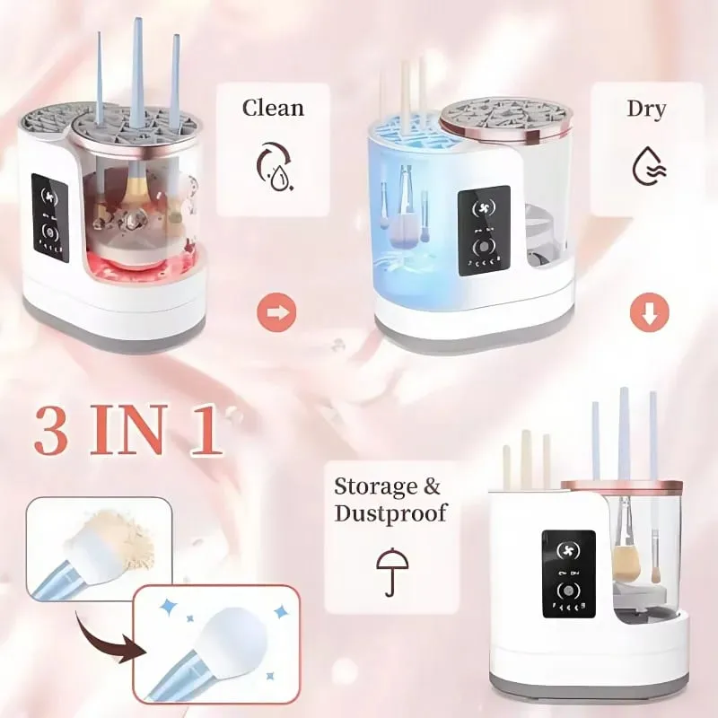 Elektrický stroj na čištění štětců na make-up 3 V 1 Sušička štětců na make-up Přenosný automatický USB nástroj na čištění kosmetických štětců — image 3