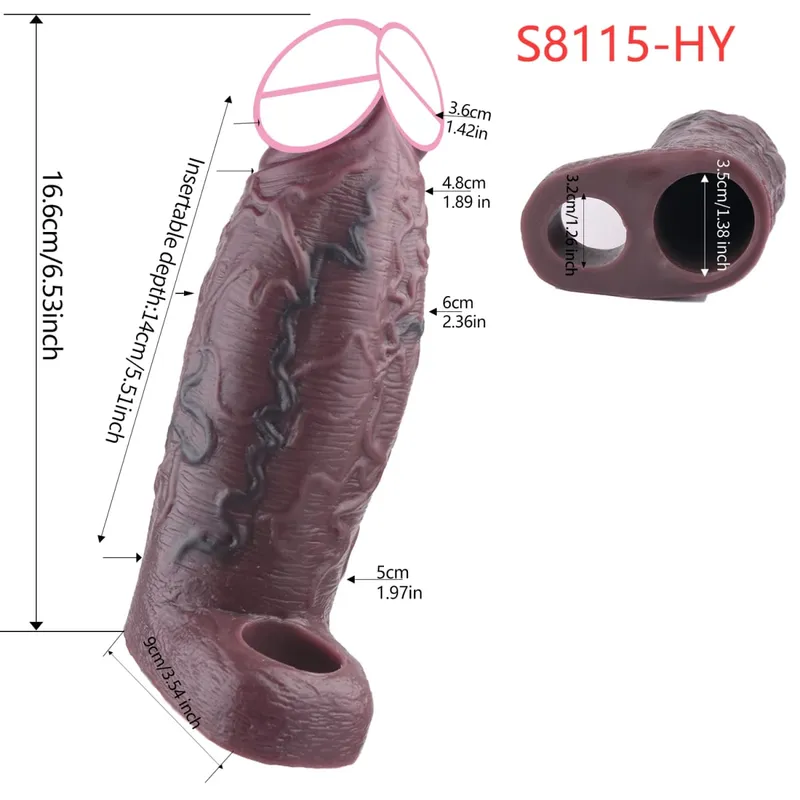 Close Head Realistic Penis Sleeve Sex Toys for Men Delay Ejaculation Dick Extender For Couples Sex Pleasure Sexshop