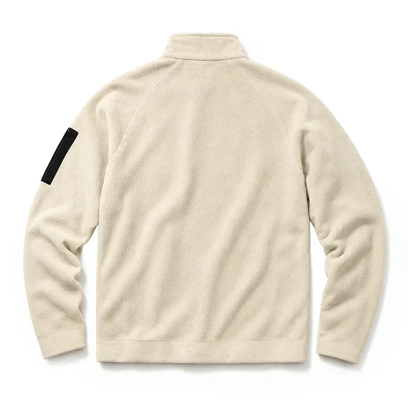 Men Fleece Stand Collar Sweatshirt Diagonal Zipper Arm Pocket Long Sleeve Loose Casual Pullover Autumn Winter Outdoor Tops — image 27
