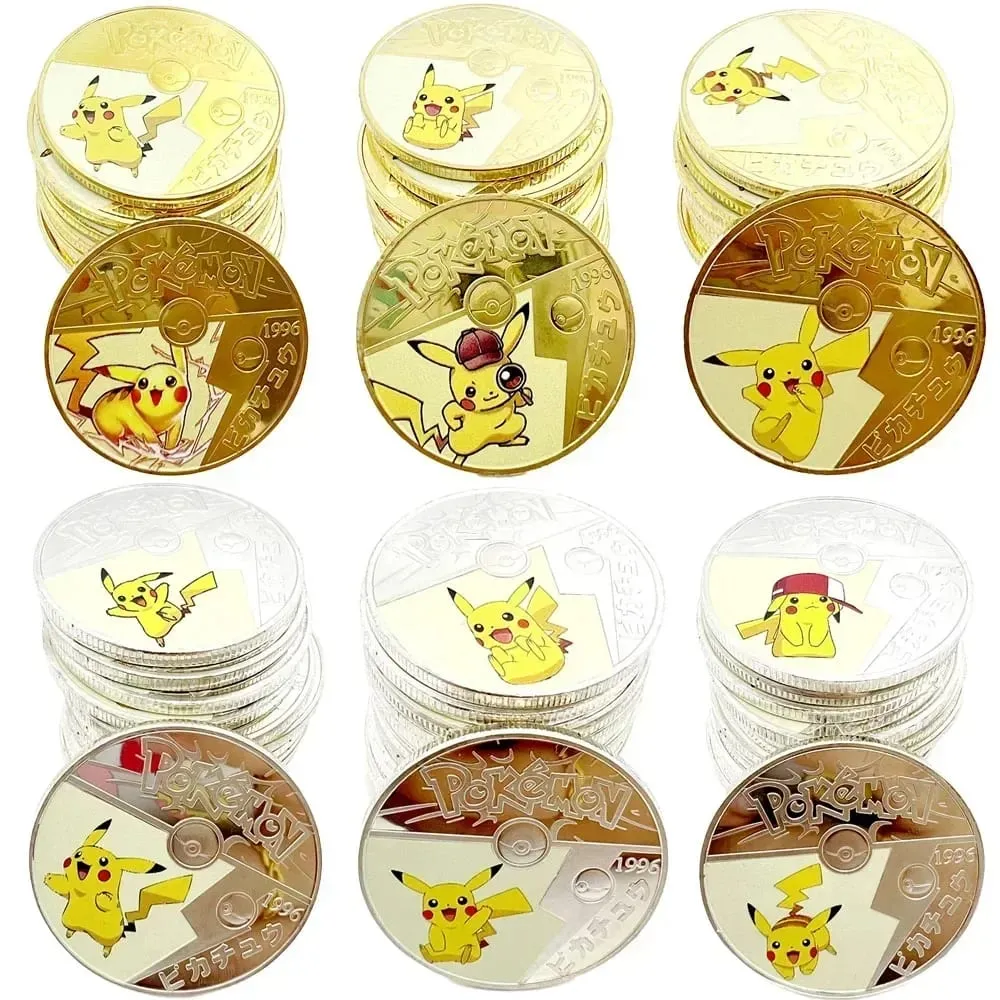Pokemon złote monety Pikachu Anime pamiątkowa moneta Charizard złota okrągła metalowa moneta zabawki — image 3
