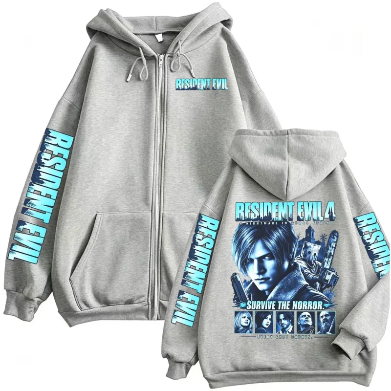 Resident Evil Requiem Zip Up Hoodies Leon Kennedy Horror Game Zipper Hoodie Men's Women Harajuku Classic Jacket Sweatshirt Coats — image 8