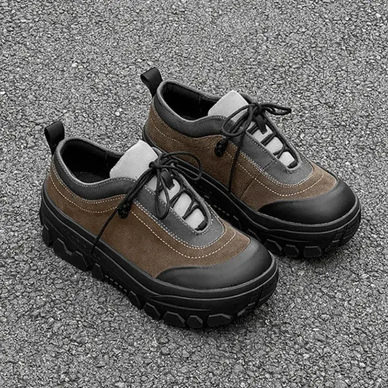 Men Retro Outdoor Hiking Chunky Sole Sneakers Height Increasing Shoes Sports Lace Up Casual Warm for Mem's Fall Shoes — image 6