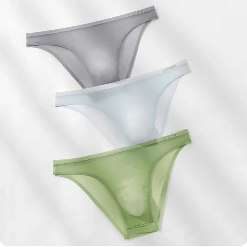 Seamless Quick Drying Men Briefs Underwear Solid Color Ice Silk Ultra-thin Underpants Sexy Breathable 3D Pouch Panties Undies — image 28