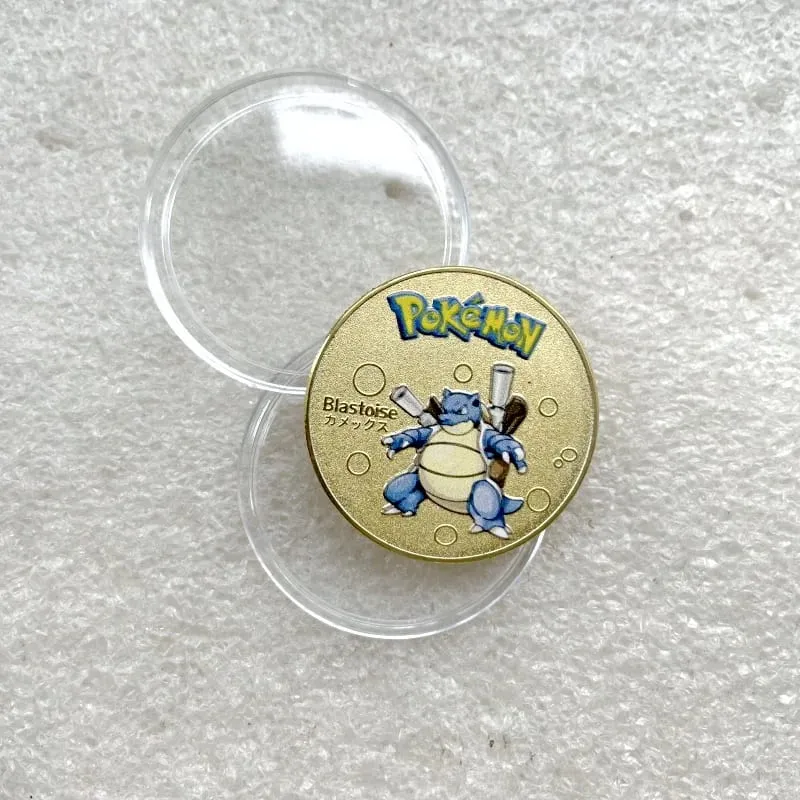 Pokemon złote monety Pikachu Anime pamiątkowa moneta Charizard złota okrągła metalowa moneta zabawki