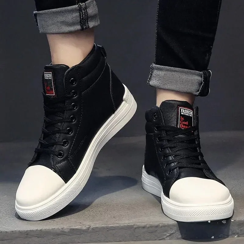 Fashion Korean High-top Shoes Breathable Jogging Sneakers Soft Sole Men's Casual Sports Shoes Youth Board Shoe Men's Short Boots