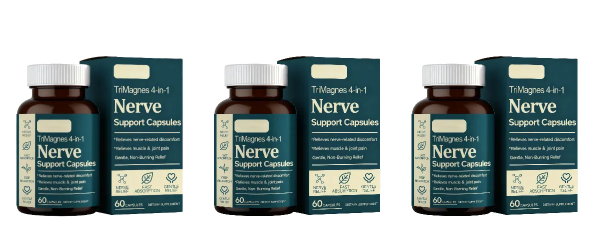 Kapsul Kompleks Magnesium 4-dalam-1 TriMagnes 300mg dengan Citrate Glycinate Malate Turmeric untuk Keselesaan Saraf Otot Relakskan 60 Ct