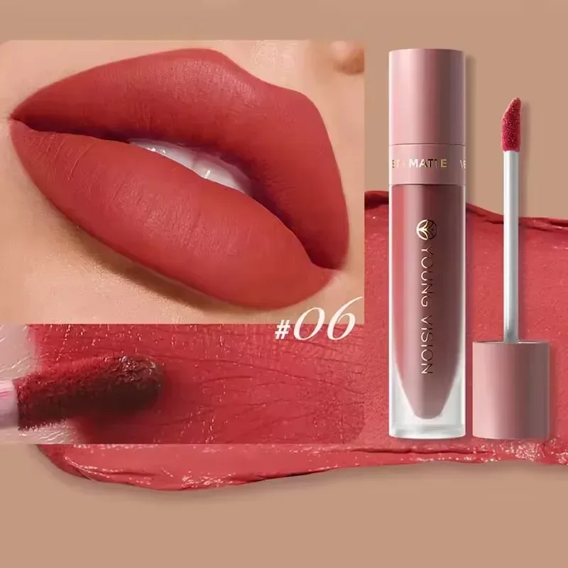 Batom labial fosco, 8 cores, suave, fácil de aplicar, tubo quadrado de brilho, veludo, à prova d'água, tridimensional, sexy, maquiagem de batom — image 20