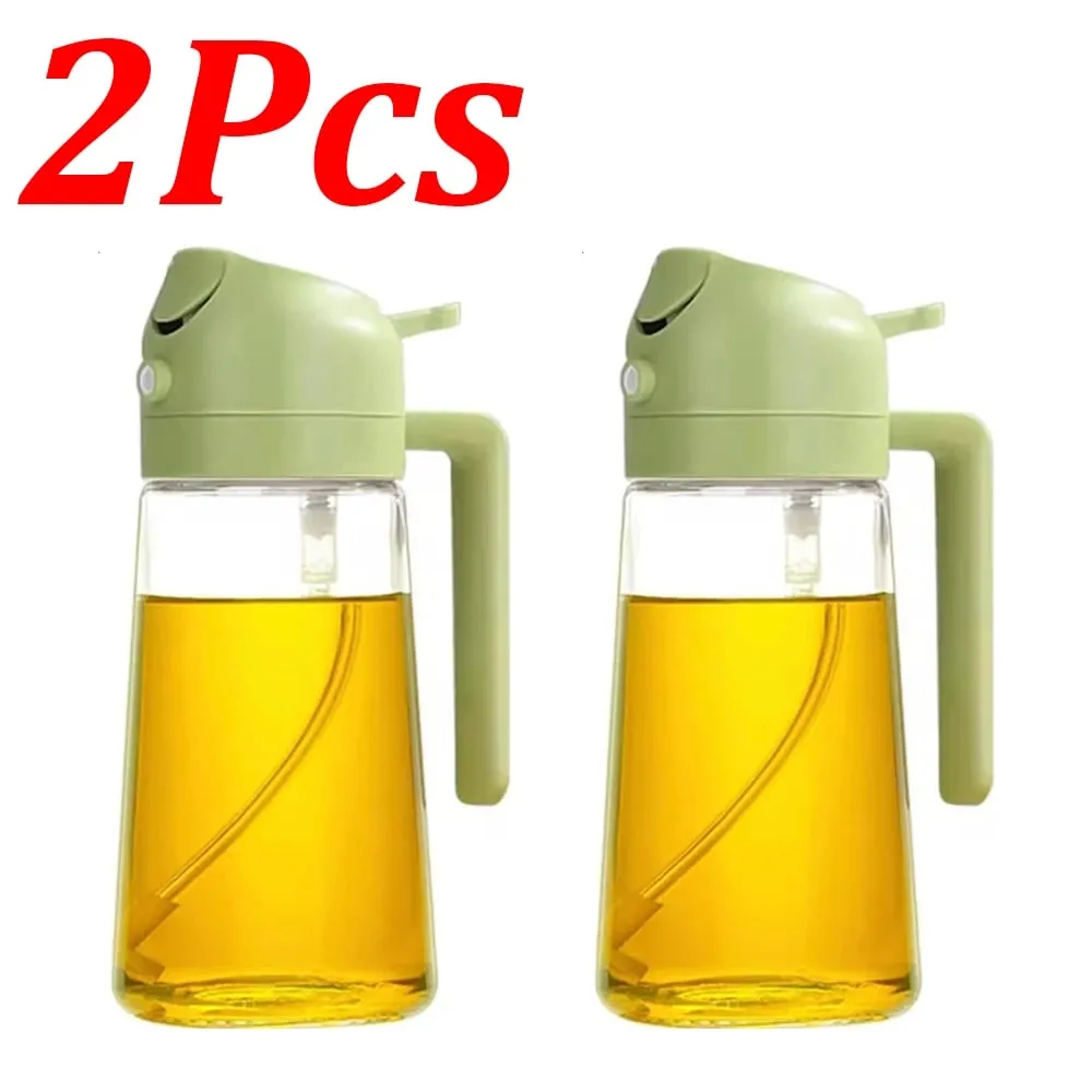 1-4Pcs 500ml 2in1 Oil Sprayer Plastic Cooking Olive Oil Sprayer Baking Oil Spray for Kitchen Air Fryer Baking Salad Grilling BBQ