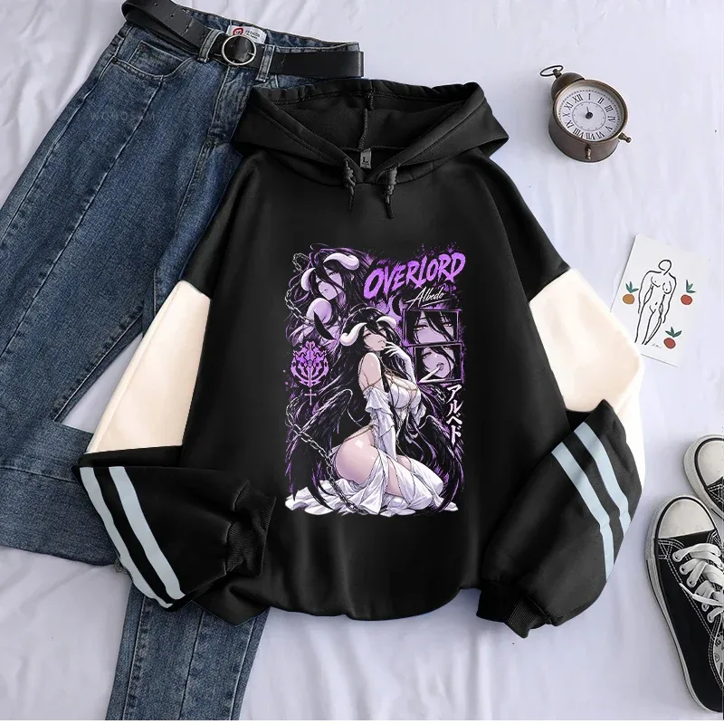 Anime Overlord Albedo Hoodies Trendy Harajuku Oversized Streetwear Men Women Clothing Long Sleeves Casual Fleece Hooded Pullover — image 1