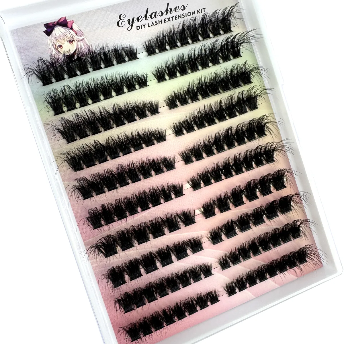 Extensão de cílios de olho esquerdo + direito gato/raposa efeito de olho chicote único clusters 3d fino natural olhando diy extensões de cílios segmentados