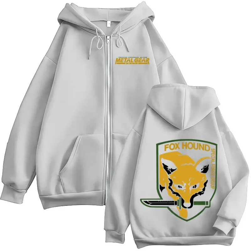 Metal Gear Solid Game FOX HOUND Logo Print Zipper Hoodies Men Women Clothing Fashion Pullovers Zip Up Hooded Sweatshirts Jackets — image 7