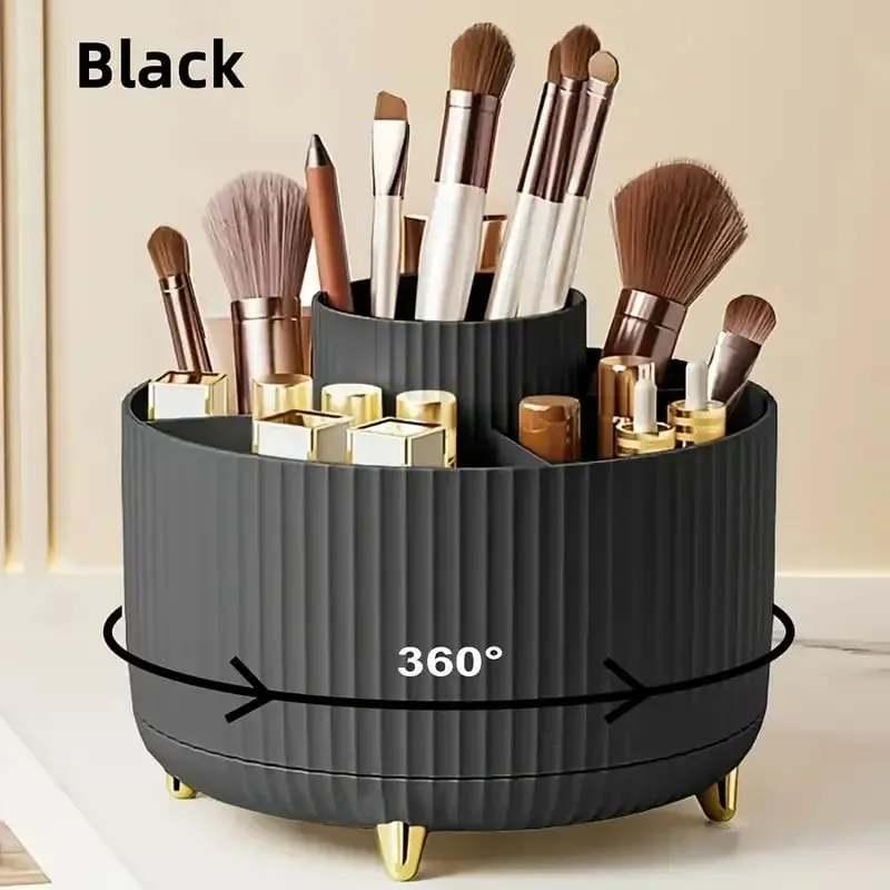 Suporte giratório 360 ° para pincéis de maquiagem, 5 espaços, organizador, mesa multifuncional, armazenamento de cosméticos para banheiro de mesa