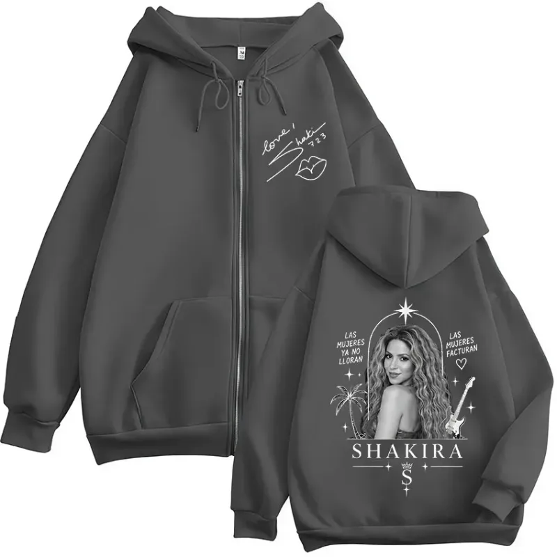 Shakira LMYNL Las Mujeres Ya No Lloran Tour Zipper Hoodies Men Women Clothing Casual Long Sleeve Zip Up Sweatshirts Jackets Coat