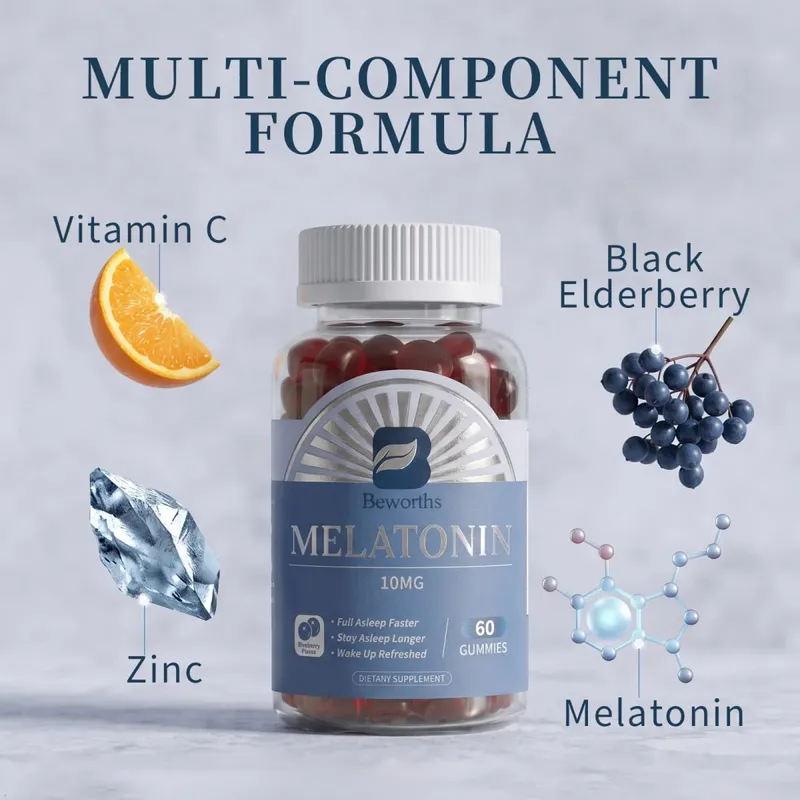 B BEWORTHS Bosbes Melatonine 10 mg Gummies Slapen Creatief voor slaap Slaappillen Melatonine voor slaap Ontspannend voor volwassenen