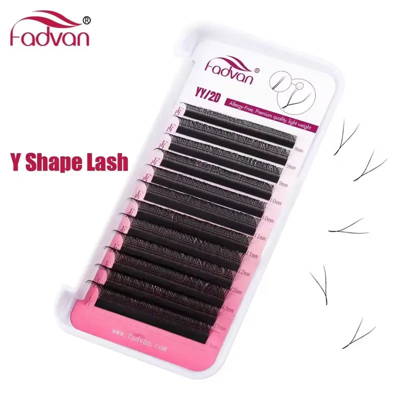 Fadvan Y Forma Estensioni Ciglia Finte YY Marrone/Nero C/D/L/LU/L+ Curl Fox Eye — image 2