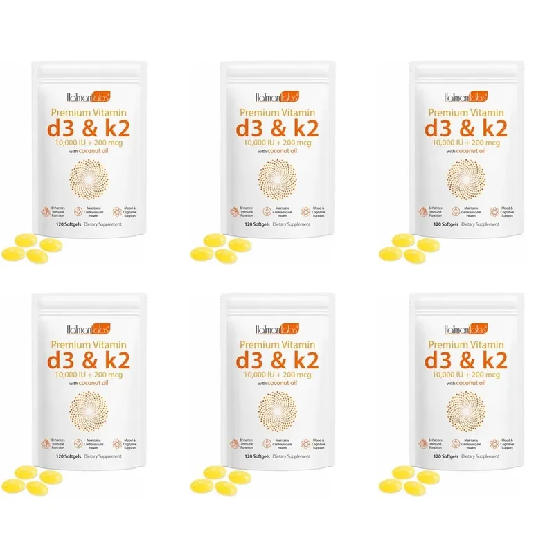HatmanLabs Vitamin D3 & K2 Softgels with Coconut Oil Bone Health & Cardiovascular Support 120 Softgels Non-GMO Gluten-Free