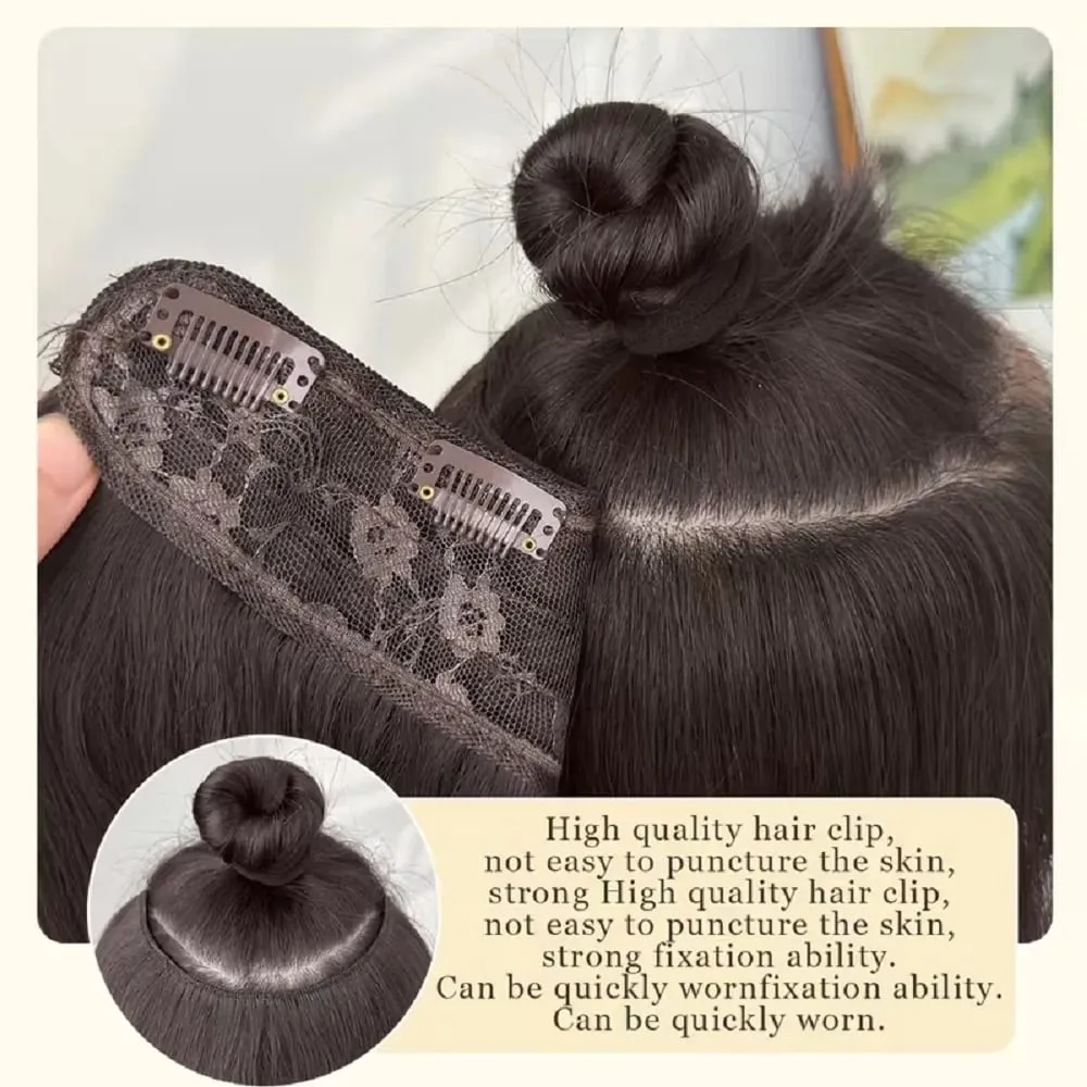 20Inch Synthetic Layered Buckle Hair Extensions Clip In Hair Weft High Temperature Fiber Long Straight Hairpiece for Women — image 7