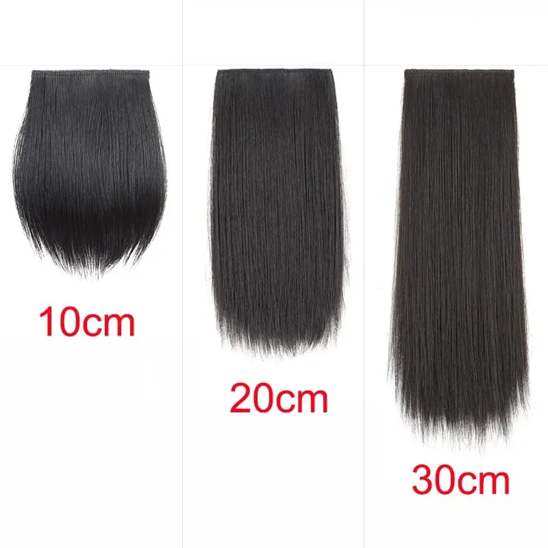 Synthetic 10/20/30cm Short Straight Hair Pieces Invisible Clip in Hair Top Side Cover Hair Accessories for Women — image 3