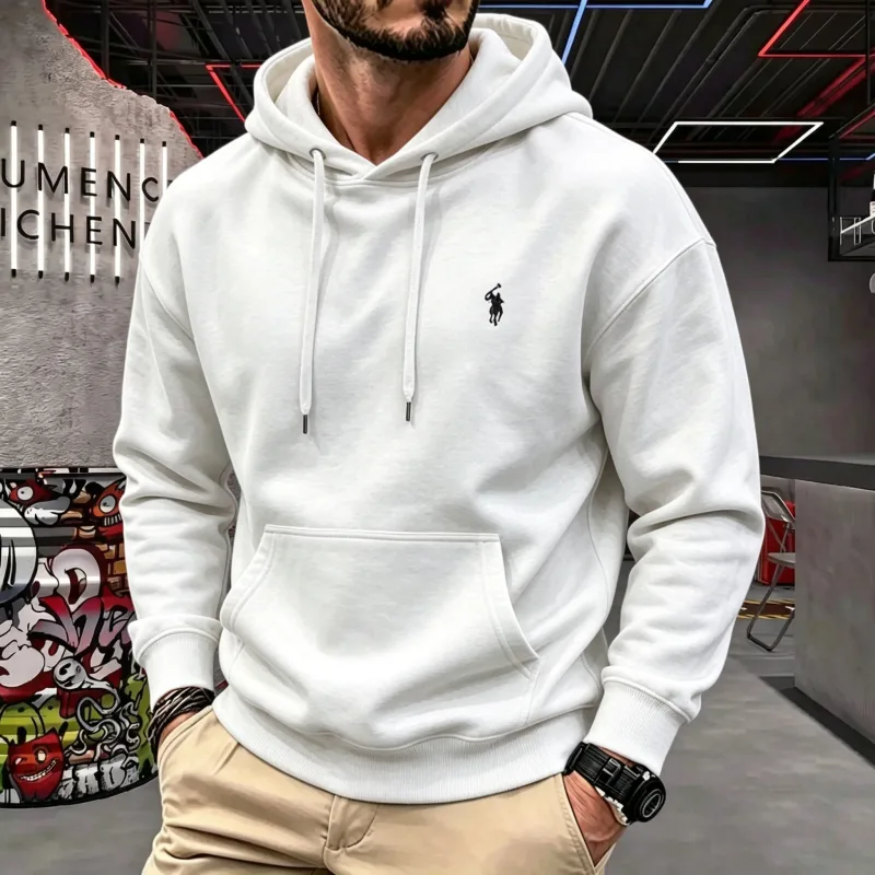 High-end men's hooded long-sleeved 2026 autumn-winter luxurious fashionable horse embroidery golf top casual hoodie men clothing — image 2