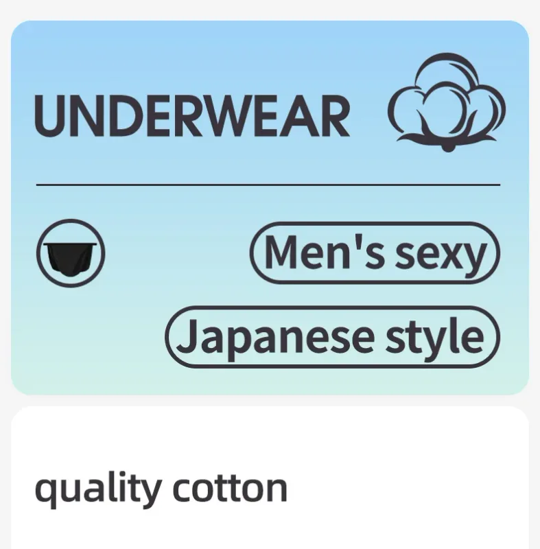 3PCS Men's Japanese Style Fundoshi Cotton Underwear, Breathable Comfort Sports Thong for Men, No Pouch, Sexy Loincloth Private