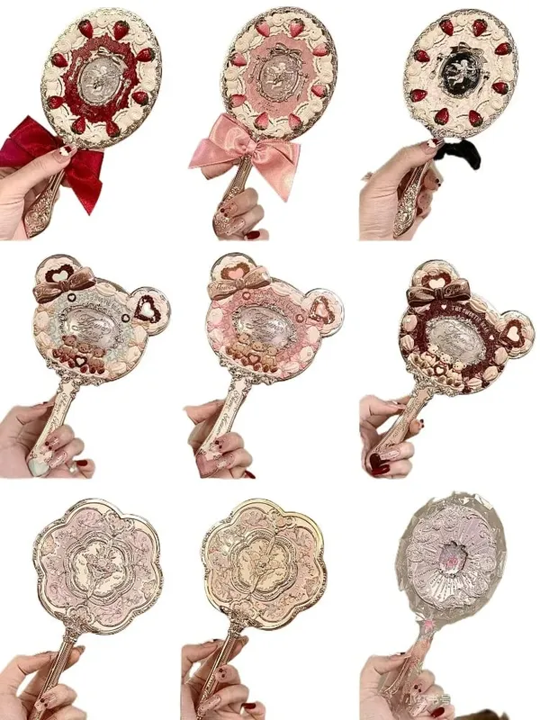 פרח יודע מראת איפור כף יד כרית אוויר מסרק כל סדרת דפוס הקלה ערכת כלי איפור בצבע מוגבל