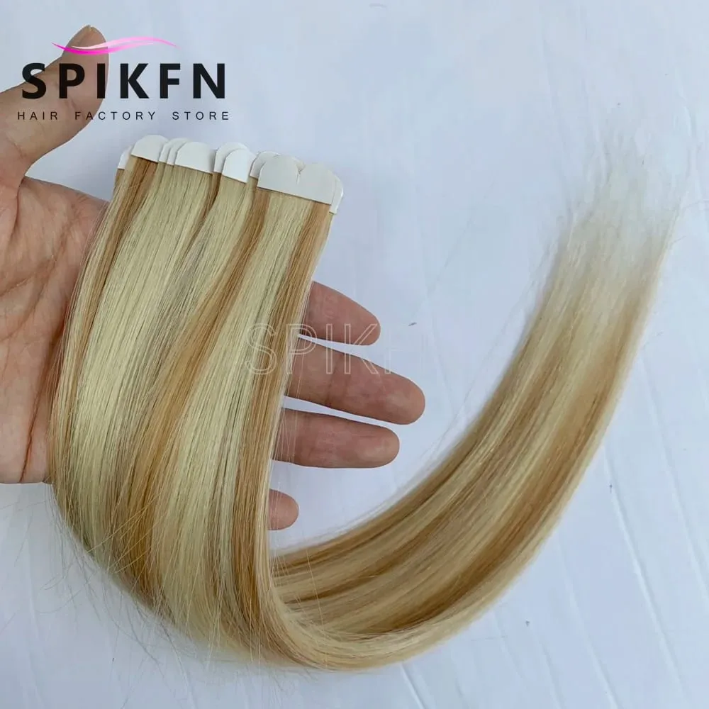 14inches Mini Tape-In Hair Extensions Straight Human Hair Seamless Skin Weft 10pcs/pack Lightweight Butterfly Tape Hair — image 9